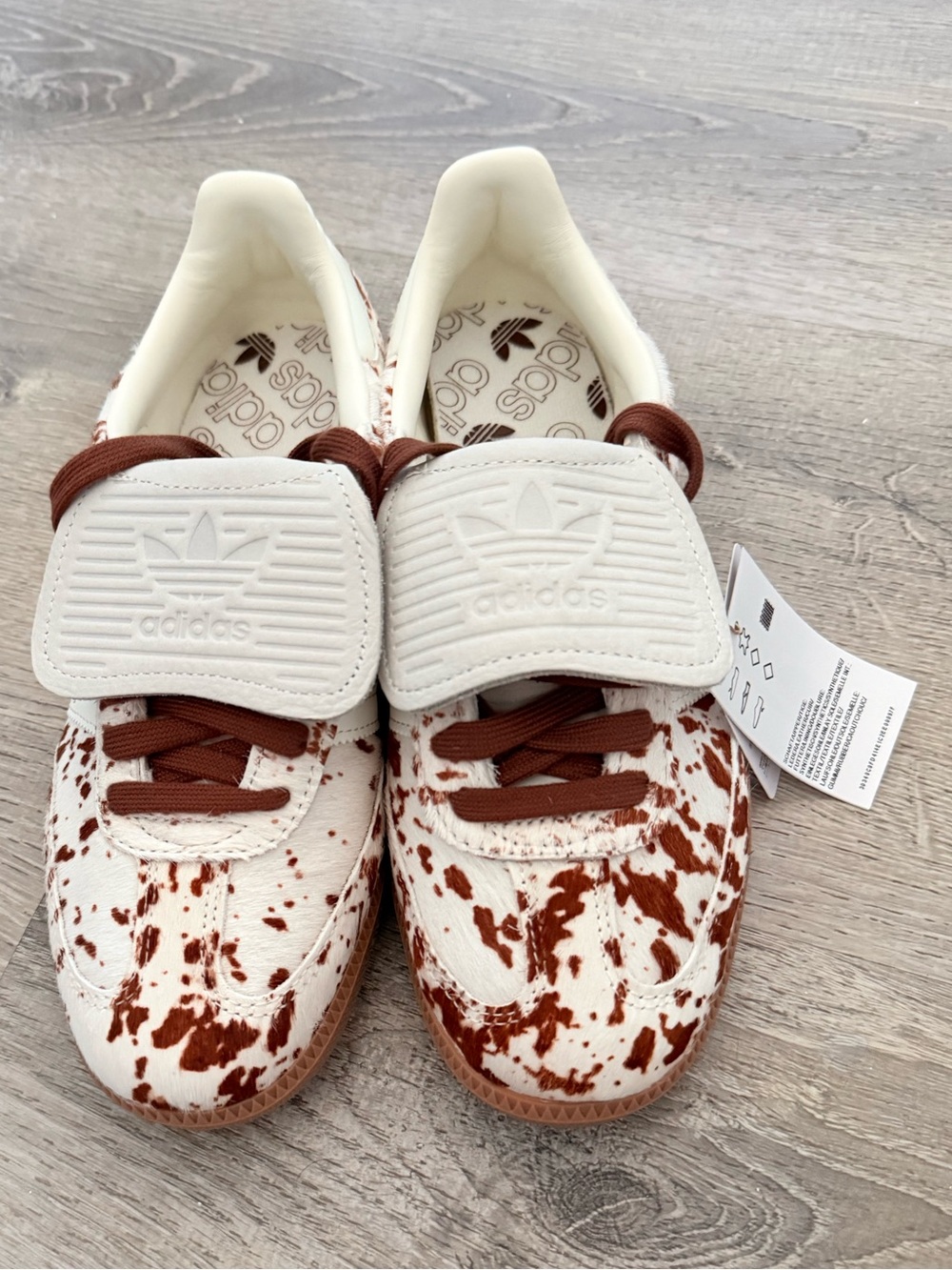 adidas Kids White Sneakers with Brown Splatter Detail